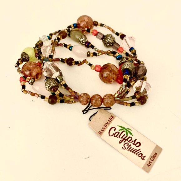 NWT Calypso Studios Handmade Art Glass Bracelet - Picture 4 of 10